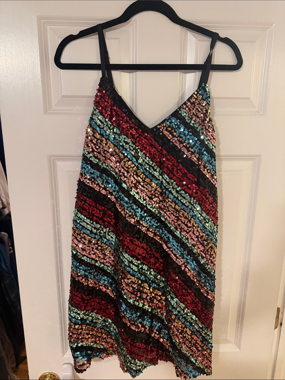 As U Wish Multicolor Sequin Mini Slip Dress - Red, Blue, Green, Pink, Black